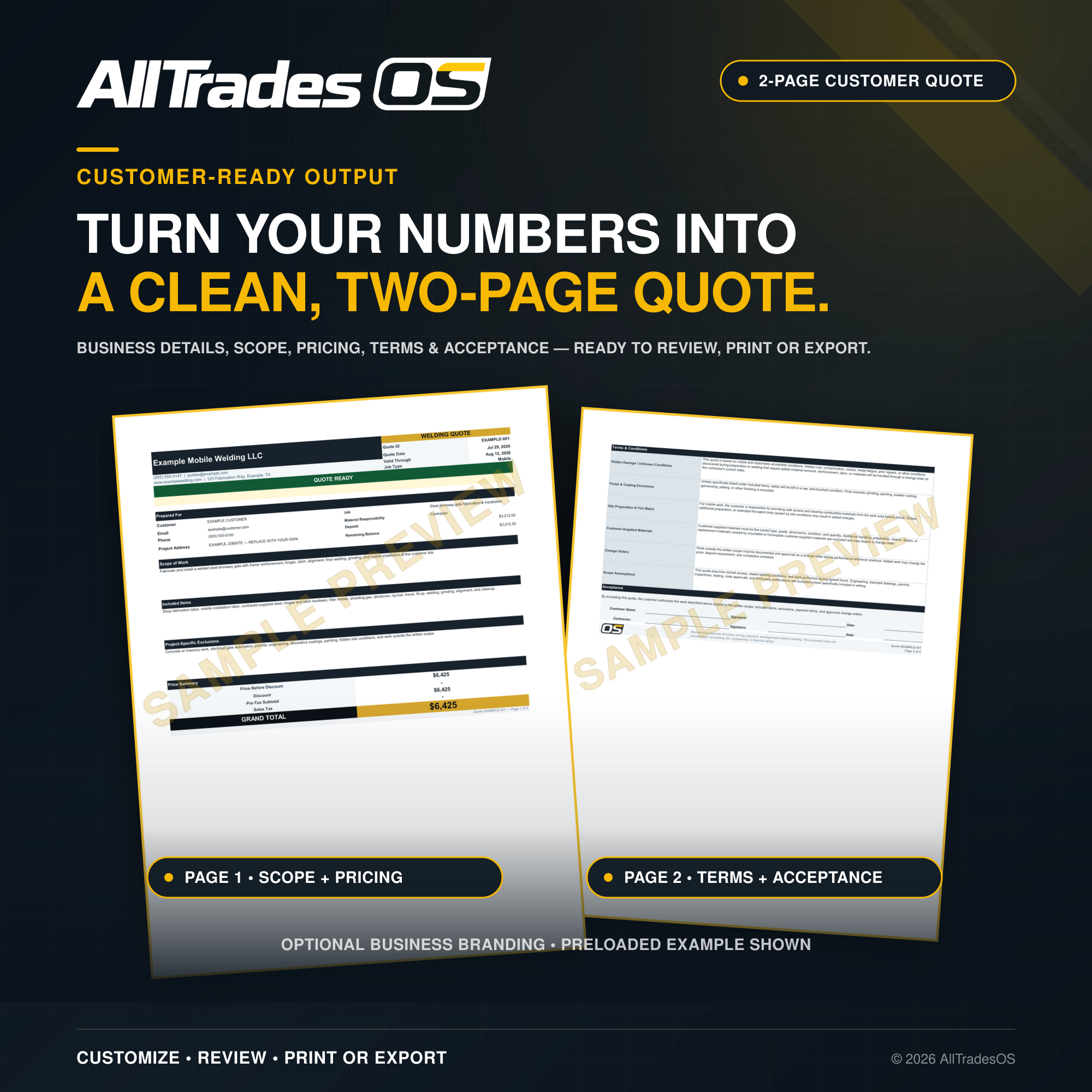 AllTradesOS Welding Quote & Profit Calculator